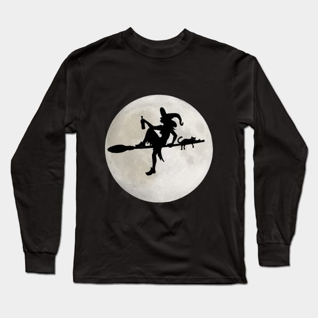 Witch on a broomstick Long Sleeve T-Shirt by Bearserk